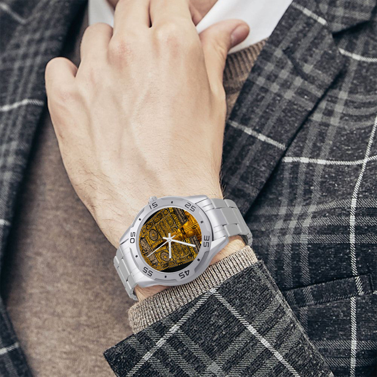 Montre classique en acier inoxydable Kaaba