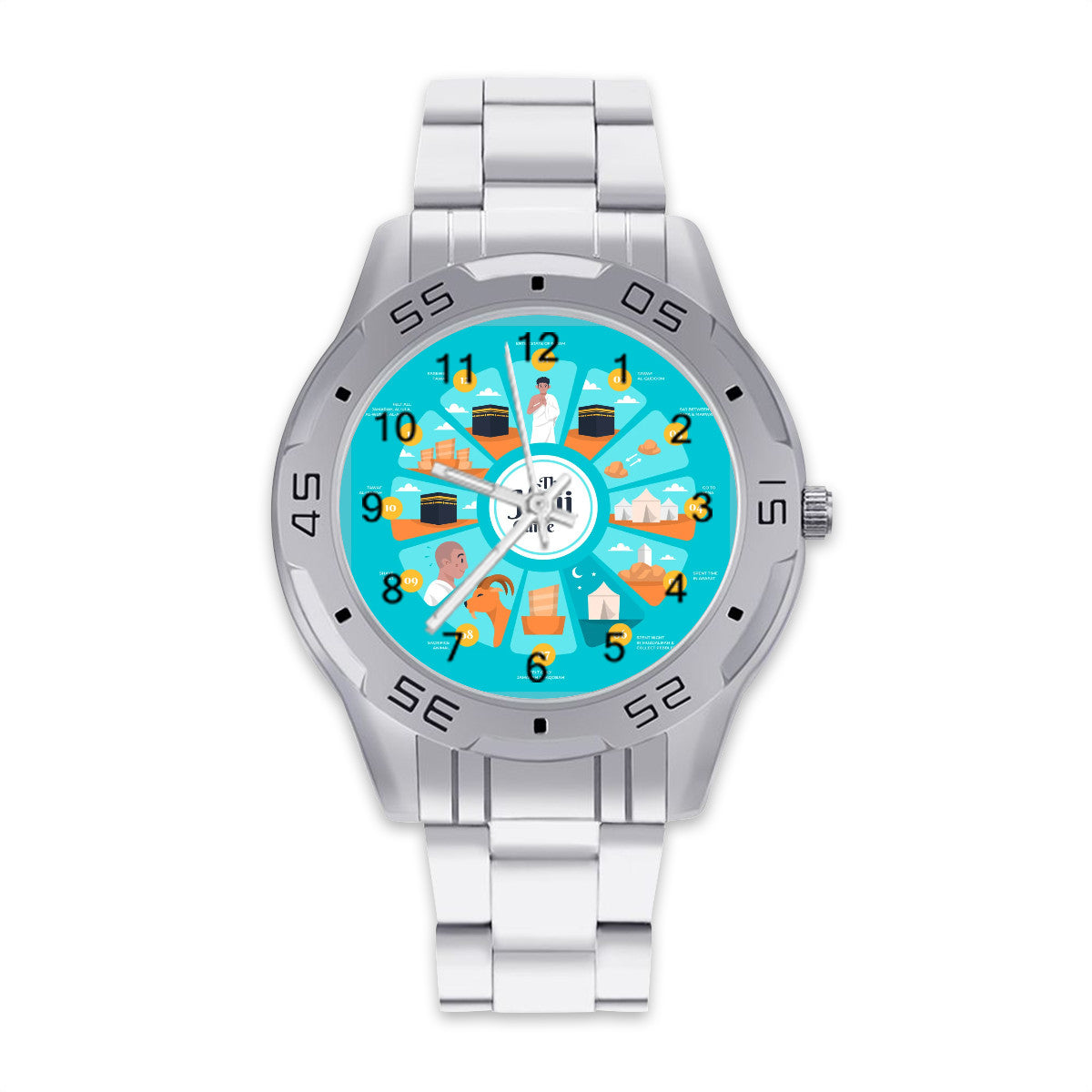 Montre guide du hajj en acier inoxydable