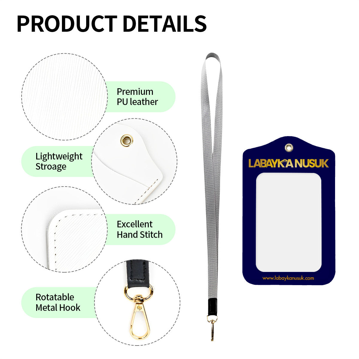 Porte-badge en cuir Kaaba