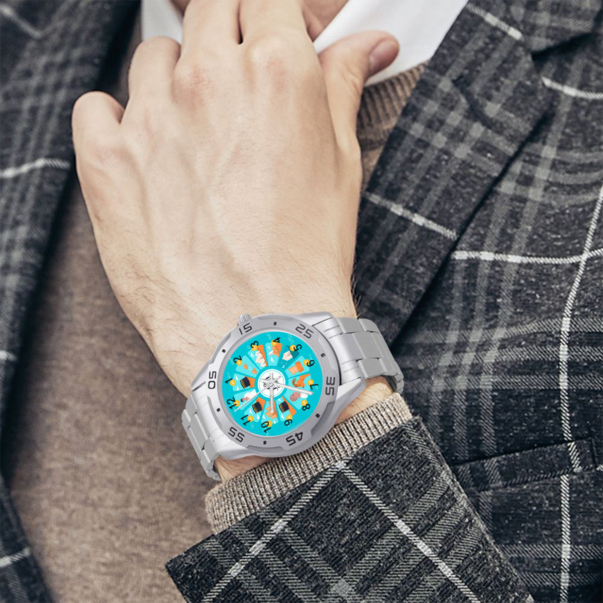 Montre guide du hajj en acier inoxydable