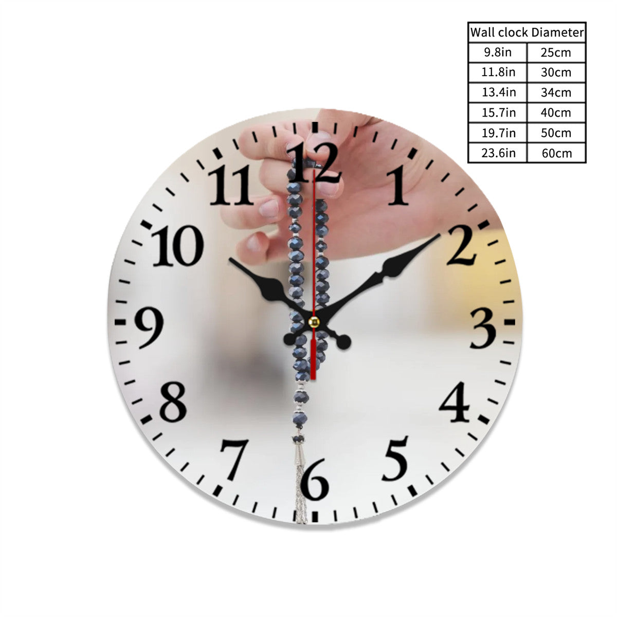 Horloge islamique murale Misbaha en PVC