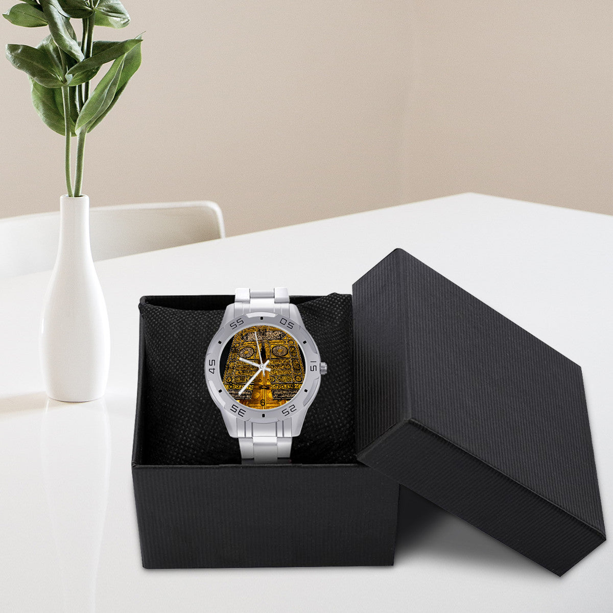 Montre classique en acier inoxydable Kaaba