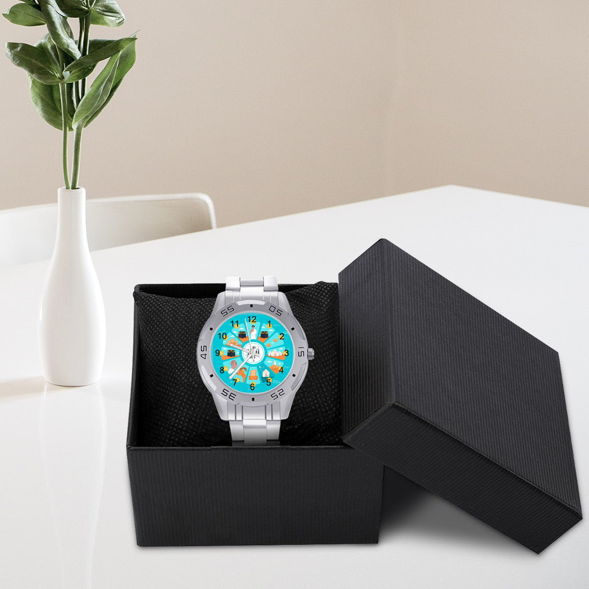 Montre guide du hajj en acier inoxydable