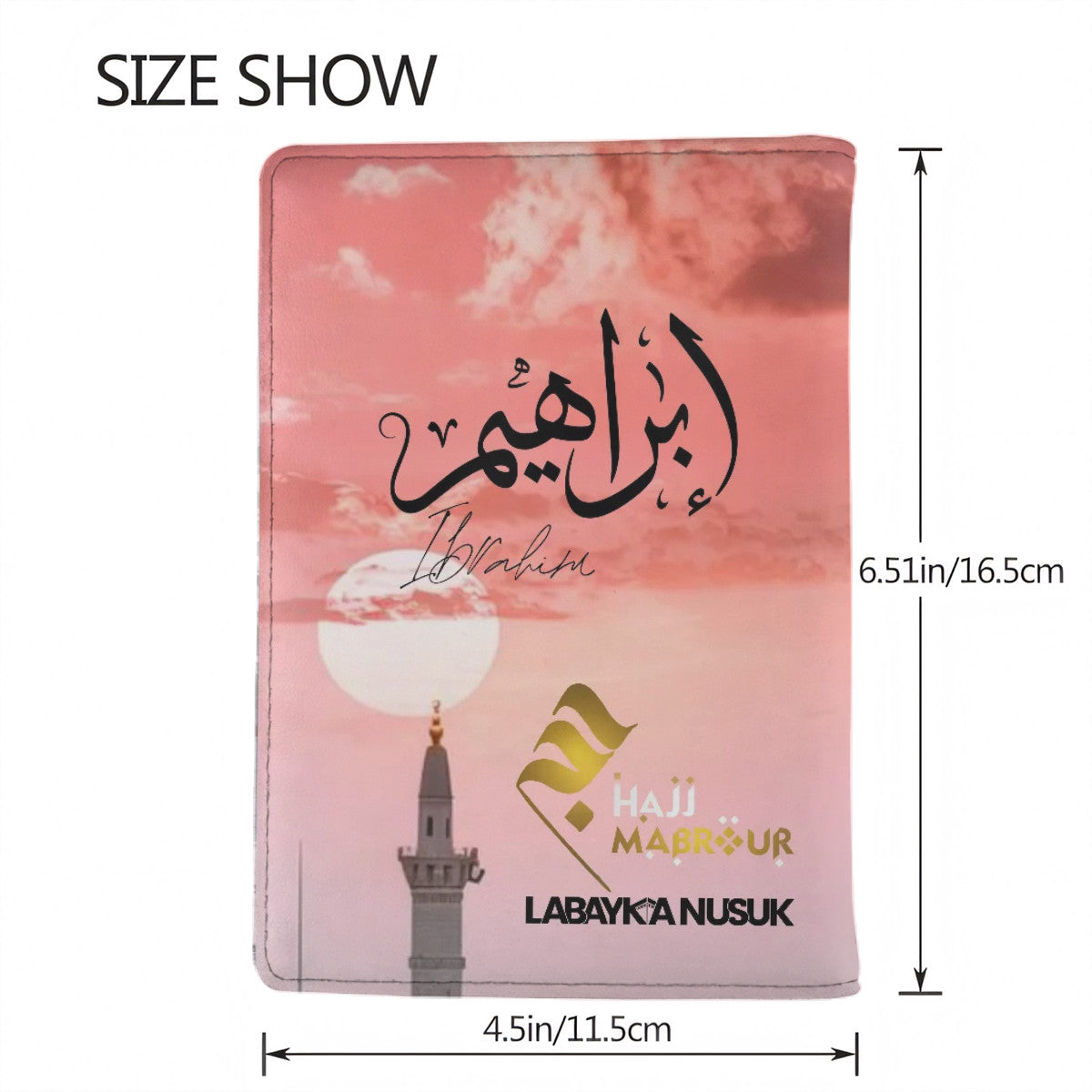 Porte-passeport Hajj Personnalisé prénom calligraphie Arabe