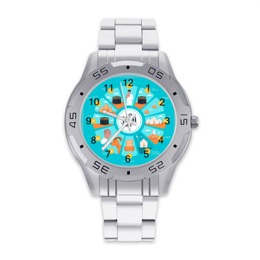 Montre guide du hajj en acier inoxydable