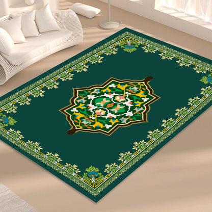 Tapis de prière et salon vert rectangulaire motif géométrique