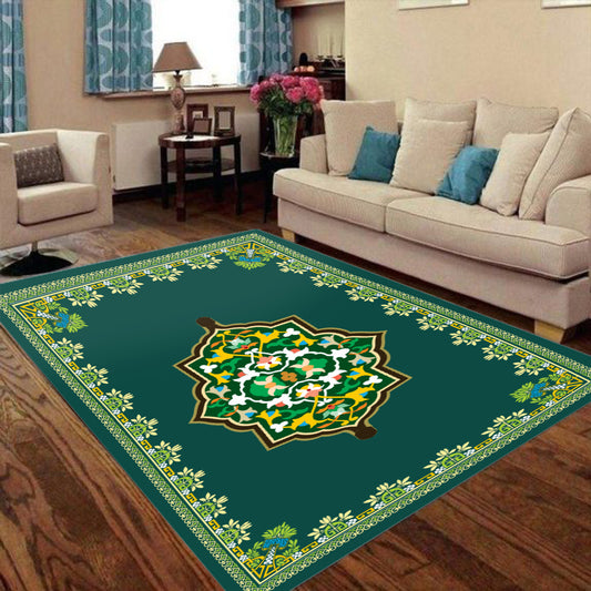 Tapis de prière et salon vert rectangulaire motif géométrique