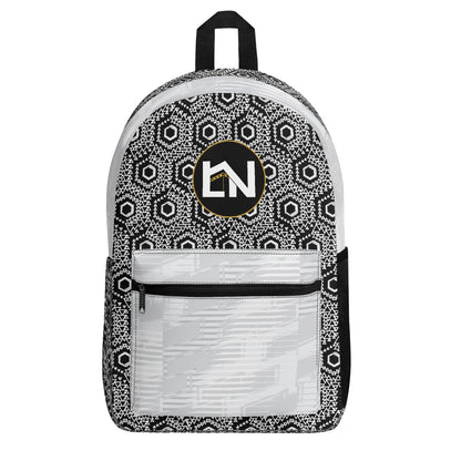Sac à dos LABAYKANUSUK gris motif Kaaba minimaliste