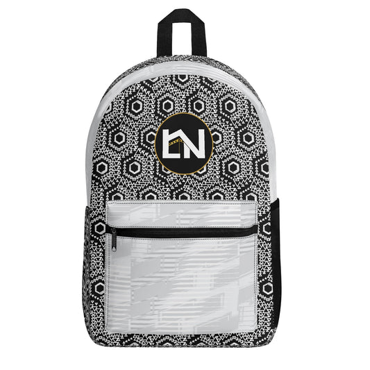 Sac à dos LABAYKANUSUK gris motif Kaaba minimaliste