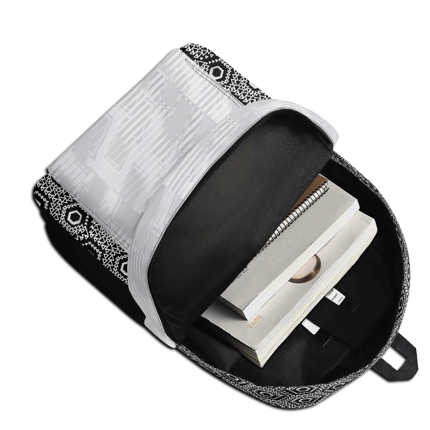 Sac à dos LABAYKANUSUK gris motif Kaaba minimaliste