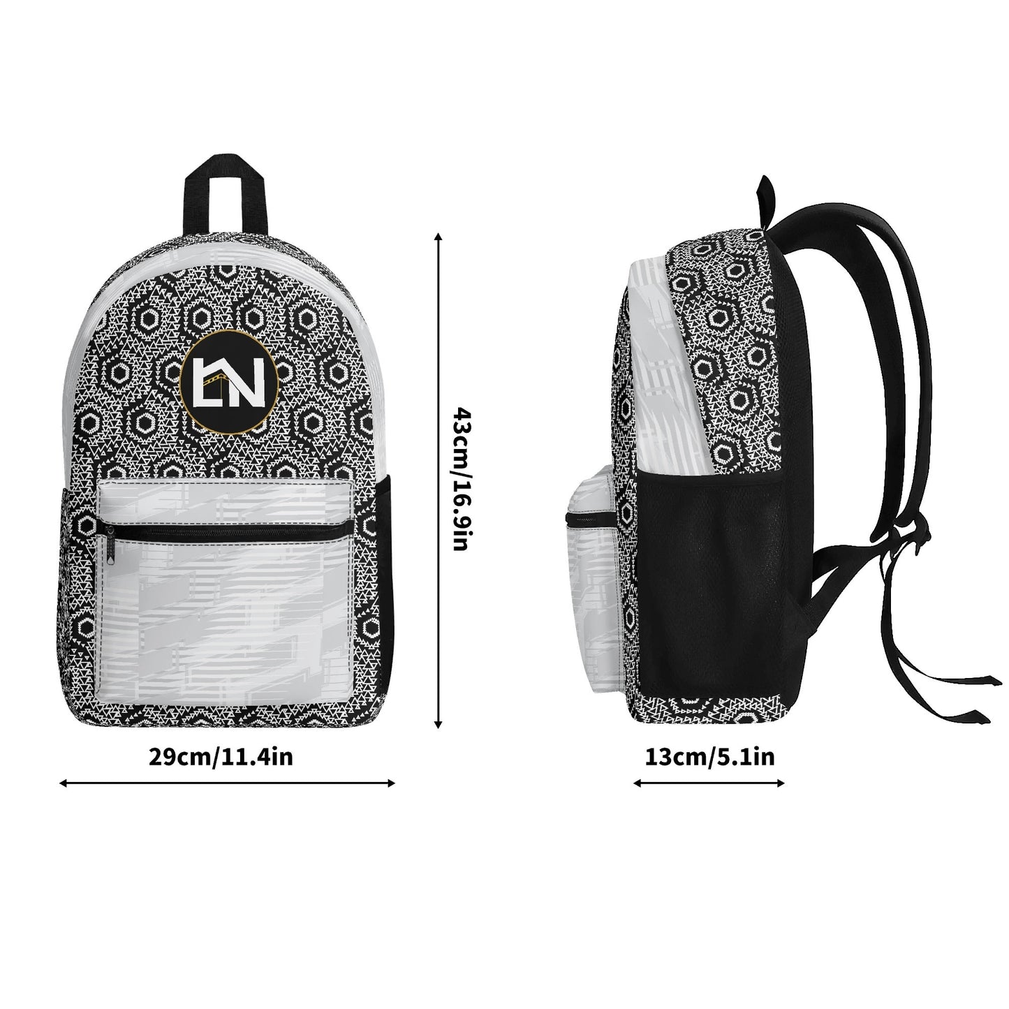 Sac à dos LABAYKANUSUK gris motif Kaaba minimaliste