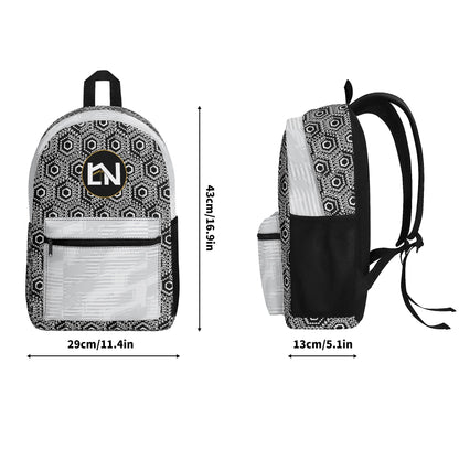 Sac à dos LABAYKANUSUK gris motif Kaaba minimaliste