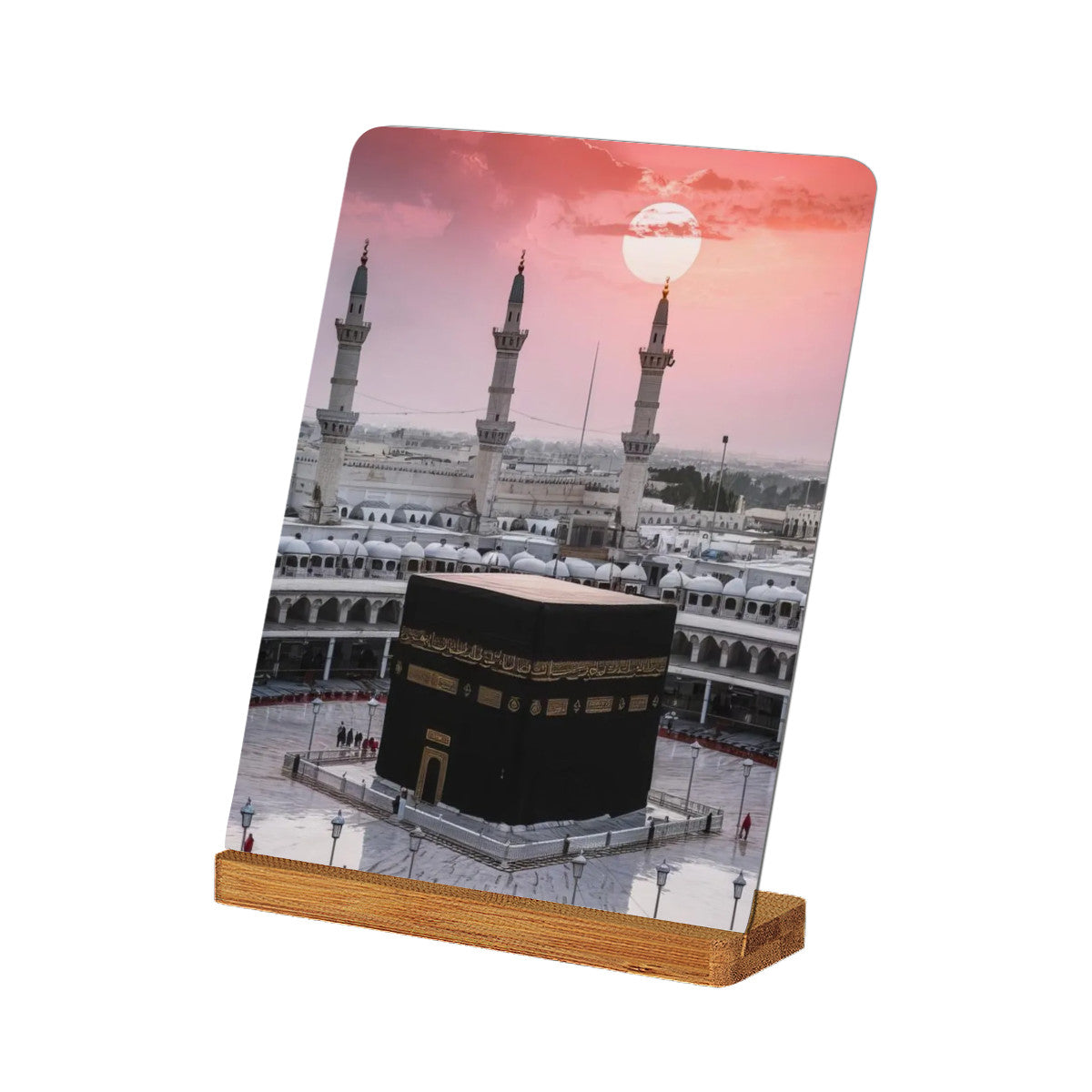 Photo Kaaba couché de soleil en métal avec support