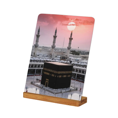 Photo Kaaba couché de soleil en métal avec support