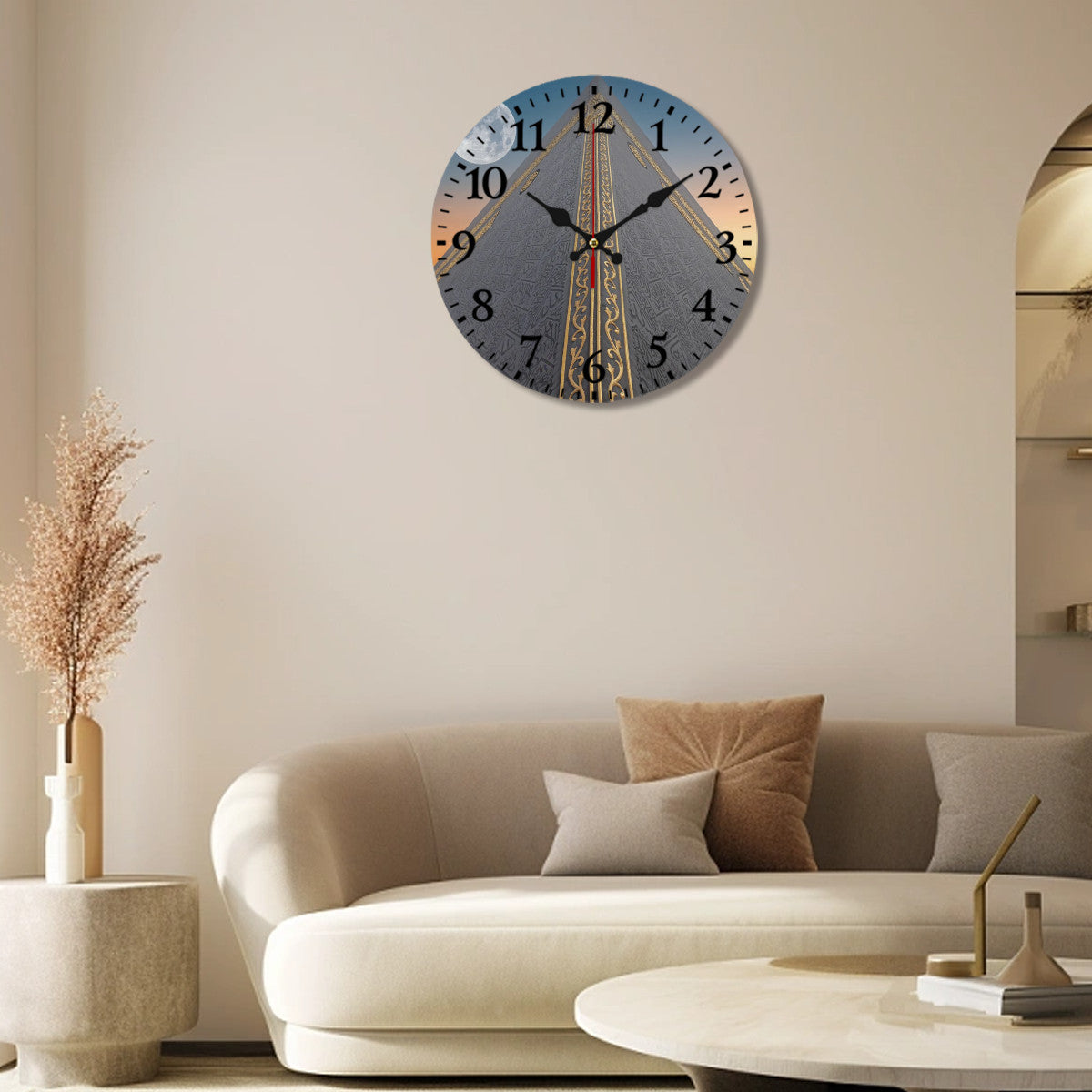Horloge islamique murale Kaaba & Lune en PVC