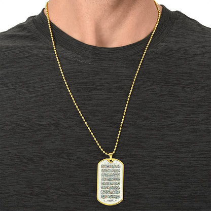 Collier plaque militaire de luxe 18k Ayat Al Kursi gravée personnalisable
