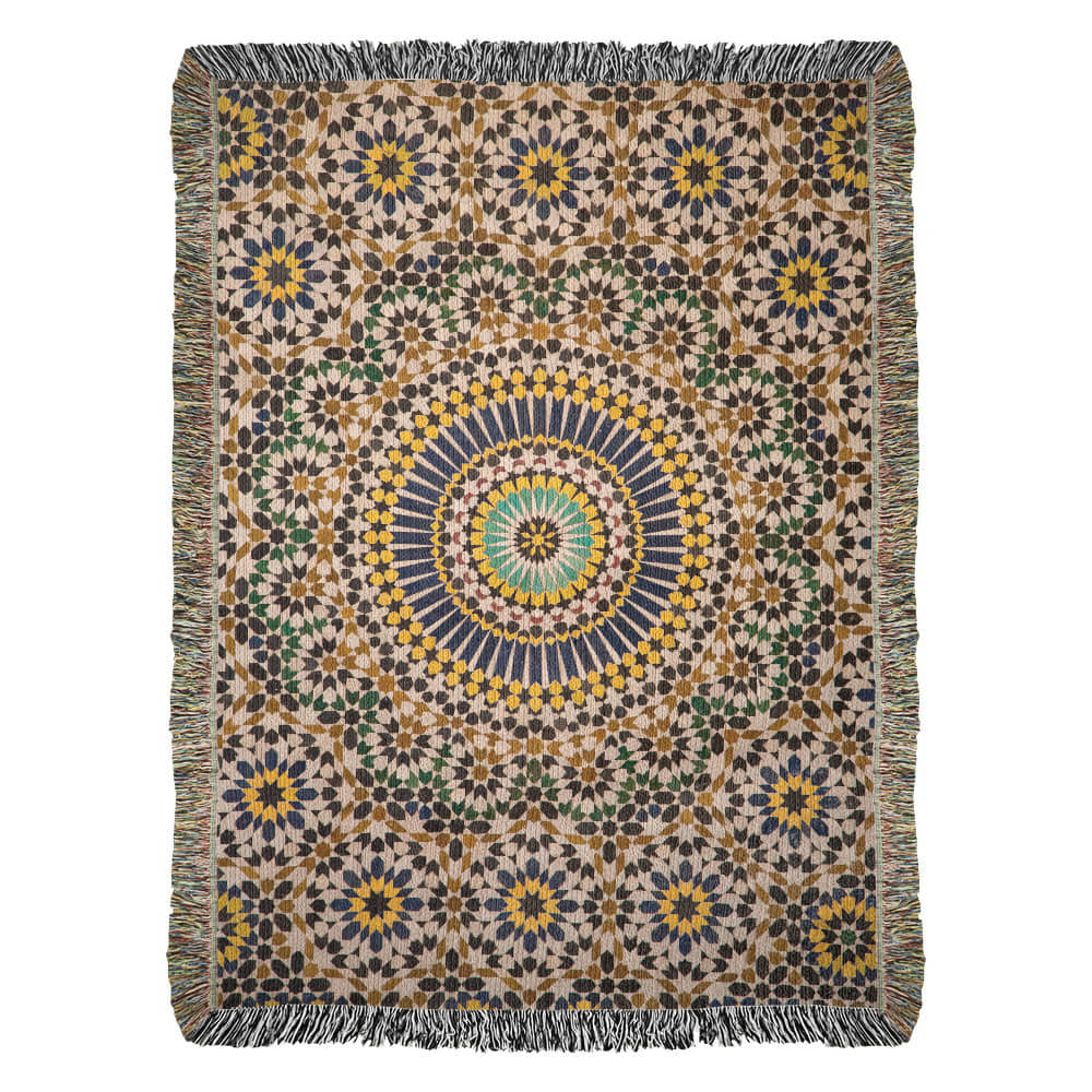 Tapis Couverture Zellige Marocain Tissée 100 % Coton