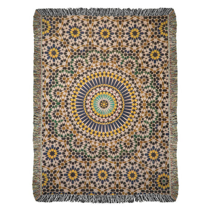 Tapis Couverture Zellige Marocain Tissée 100 % Coton