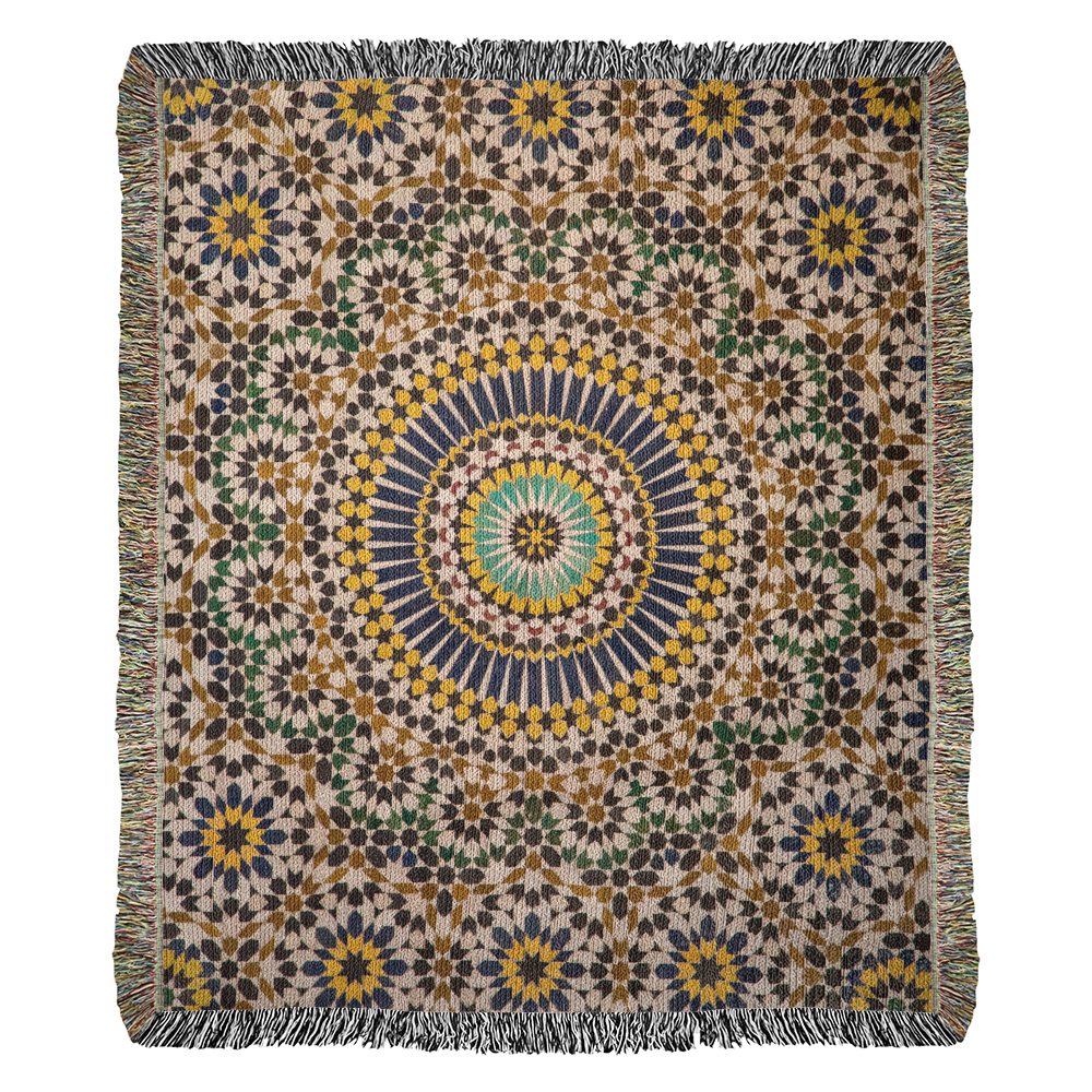 Tapis Couverture Zellige Marocain Tissée 100 % Coton