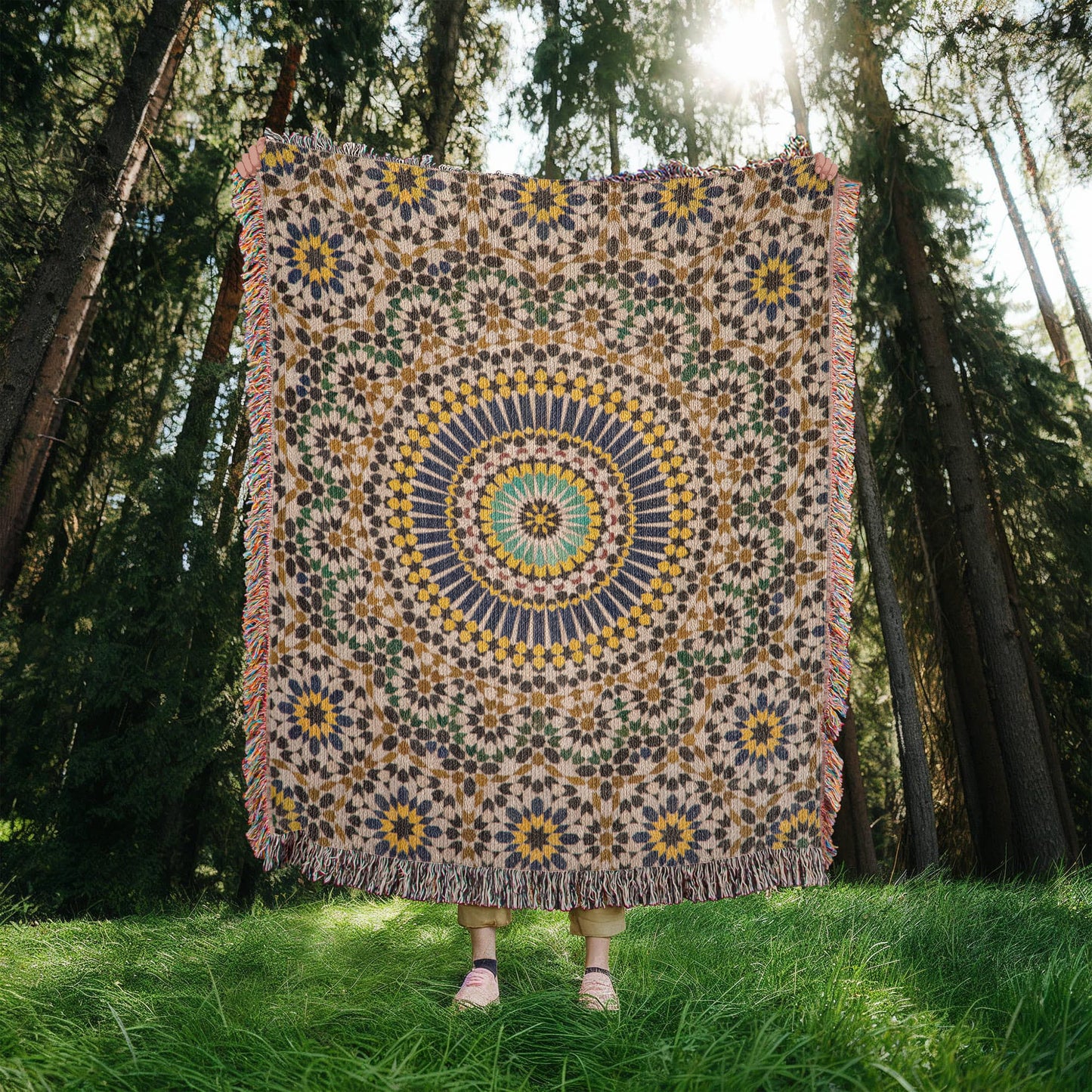 Tapis Couverture Zellige Marocain Tissée 100 % Coton