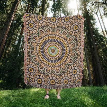 Tapis Couverture Zellige Marocain Tissée 100 % Coton