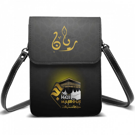 Sac à bandoulière Hajj Mabrour personnalisé prénom Arabe en cuir