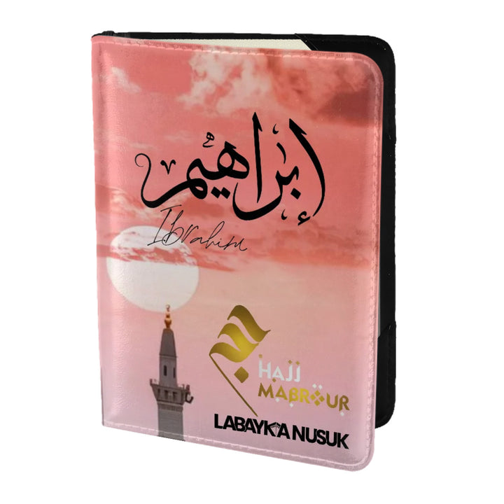 Porte-passeport Hajj personnalisé prénom calligraphie arabe